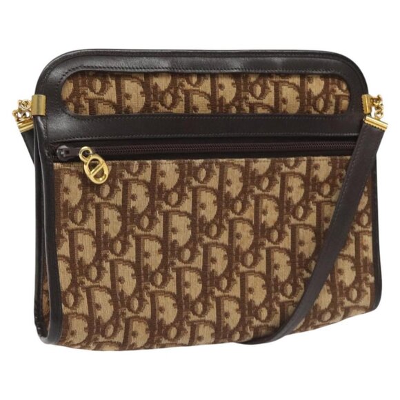Christian Dior Trotter Canvas Shoulder Bag Beige Auth 98268 - Picture 1 of 16